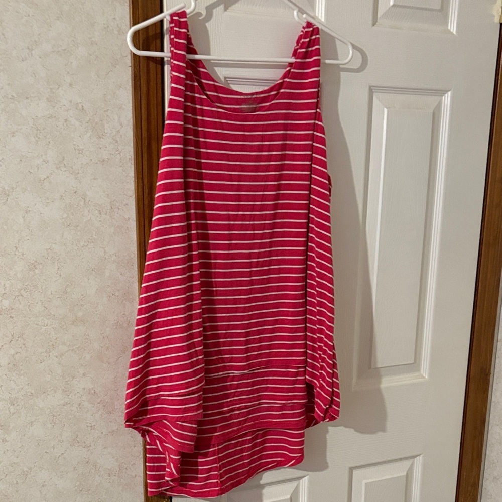 Lane Bryant hi-lo Pink and White Striped Tank Top 18/20 like new!
